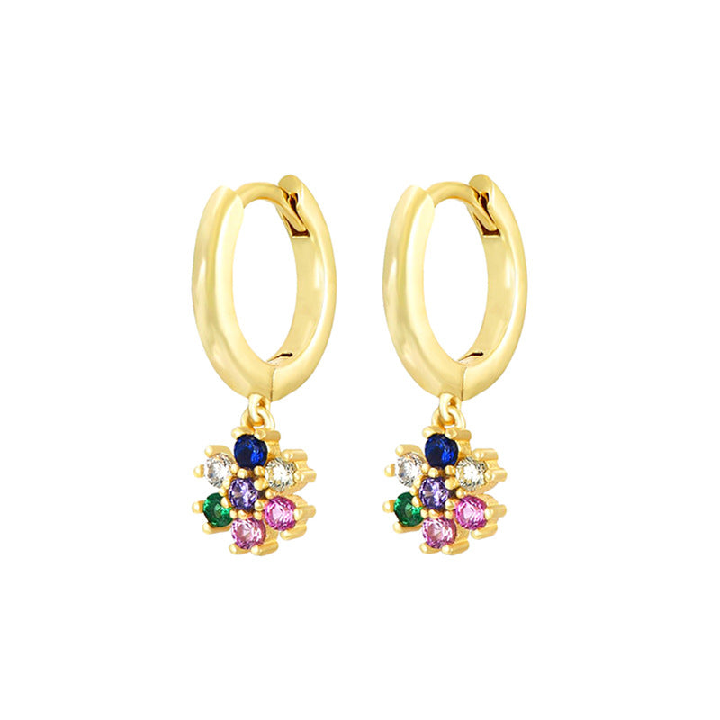 Fashion Zircon Earrings Brass Jewelry Hoop