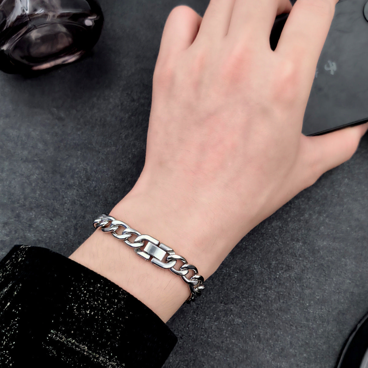 Cuban Link Bracelet Stainless Steel Polished Bold NK Chain Hip Hop Punk Style Jewelry Buckle For Men Women - View 3