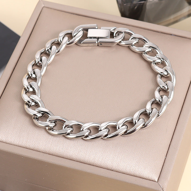 Cuban Link Bracelet Stainless Steel Polished Bold NK Chain Hip Hop Punk Style Jewelry Buckle For Men Women