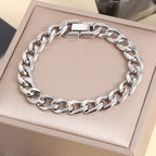 Cuban Link Bracelet Stainless Steel Polished Bold NK Chain Hip Hop Punk Style Jewelry Buckle For Men Women
