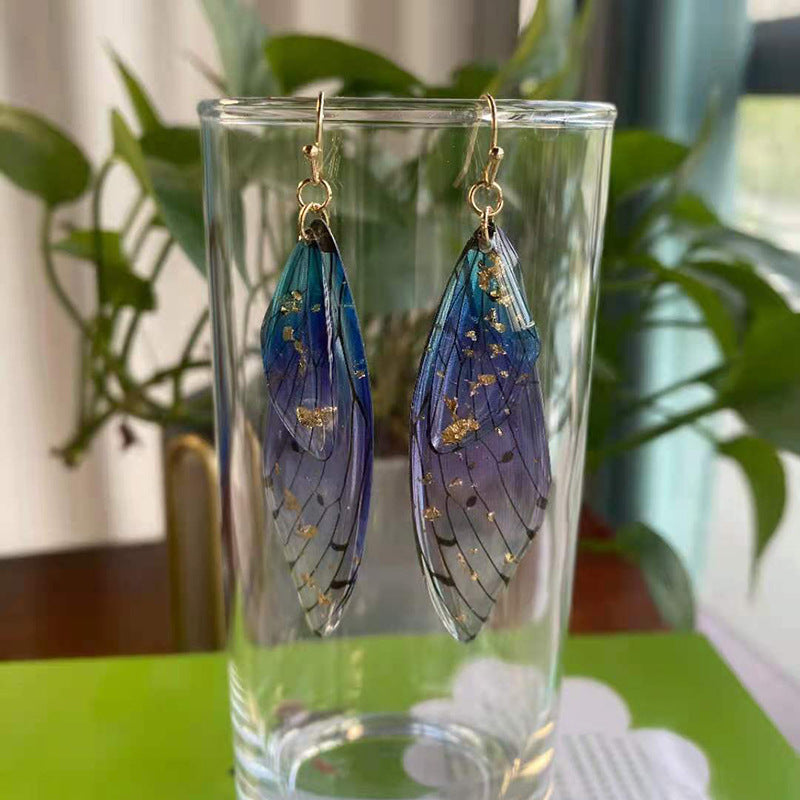 Butterfly Wing Drop Earrings Gradient Resin