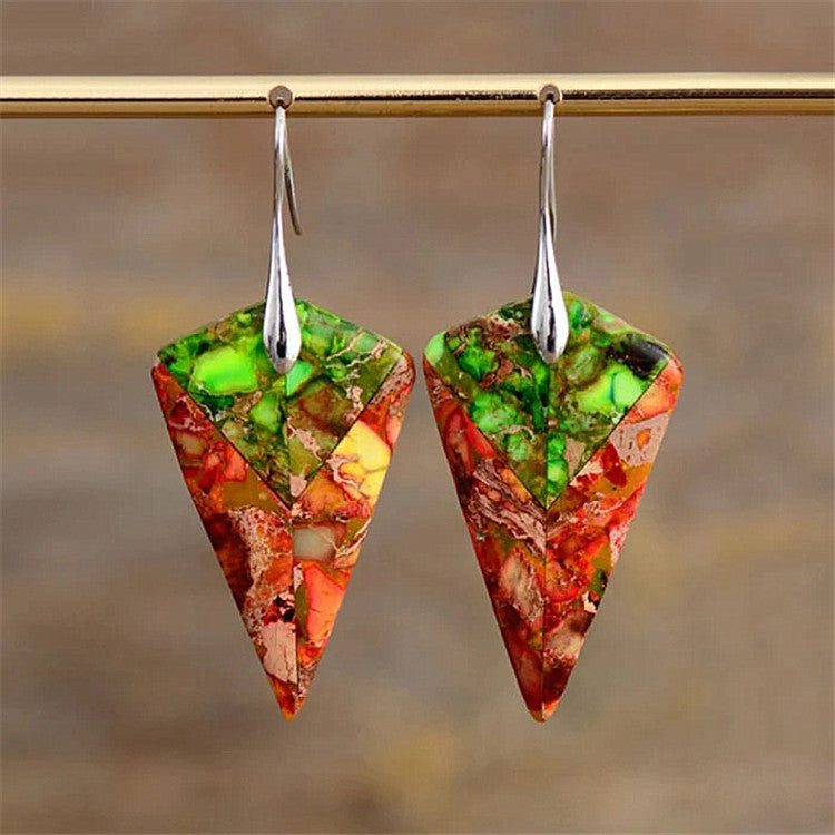 Classic Style Water Droplets Patchwork Agate Drop Earrings - View 2