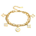 Four-Leaf Clover White Shell Bracelet — 18K Gold Plated Titanium Steel