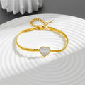 Vintage Heart White Shell Bracelet — 18K Gold Plated Stainless Steel