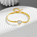 Vintage Heart White Shell Bracelet — 18K Gold Plated Stainless Steel
