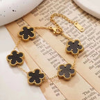 Five-Leaf Flower White Shell Bracelet — 18K Gold Plated Stainless Steel