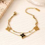 Four-Leaf Clover Titanium Steel Bracelet — 18K Gold Plated, INS Fashion, Fade-Resistant