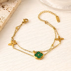 Four-Leaf Clover Titanium Steel Bracelet — 18K Gold Plated, INS Fashion, Fade-Resistant