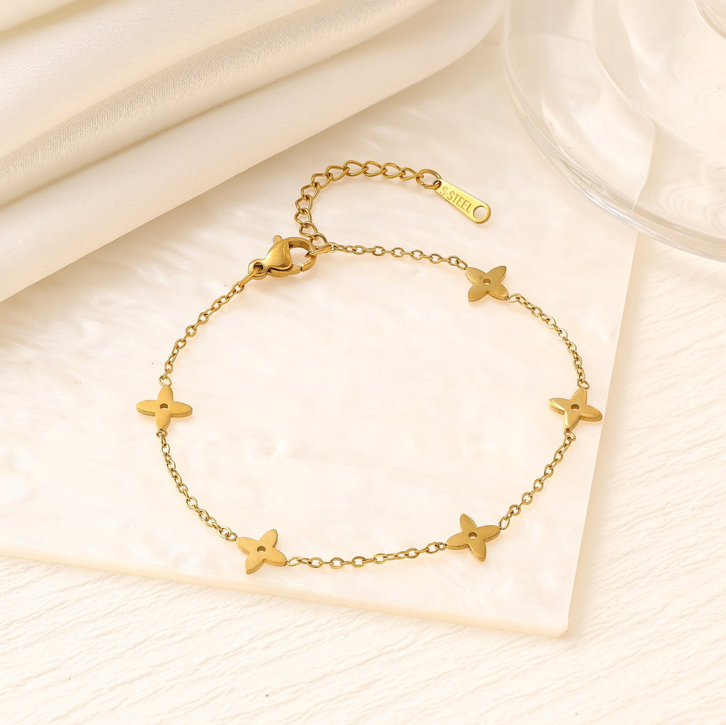 Heart Star Moon Titanium Steel Bracelet — 18K Gold Plated