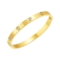 Ten-Stone Diamond Bangle Bracelet — Stainless Steel, 18K Gold Plated, Clasp Closure