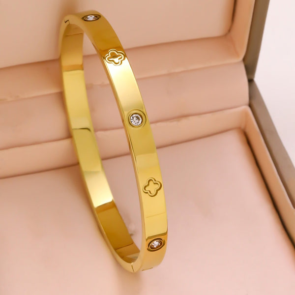 Titanium Steel Bangle Bracelet — 18K Gold Plated Fashion