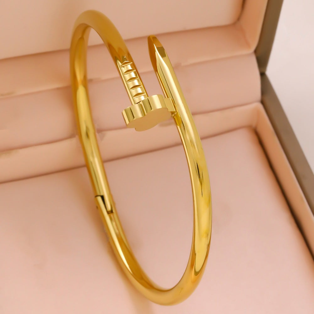 Titanium Steel Bangle Bracelet — 18K Gold Plated Fashion