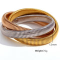 SZ04TripleGoldSteel玫Bangle