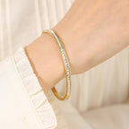 Star-Dust Full-Zircon Titanium Steel Bangle — 18K Gold, Fade-Resistant