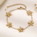 Daisy Flower Necklace & Bracelet Set — 18K Gold Plated, INS Light Luxury