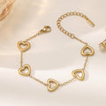 Heart Motif Necklace & Bracelet Set — Titanium Steel, 18K Gold Plated, Fade-Resistant