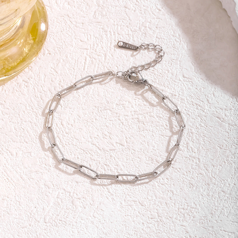Paperclip Chain Bracelet and Necklace Set — 304 Stainless Steel Hip-Hop Punk