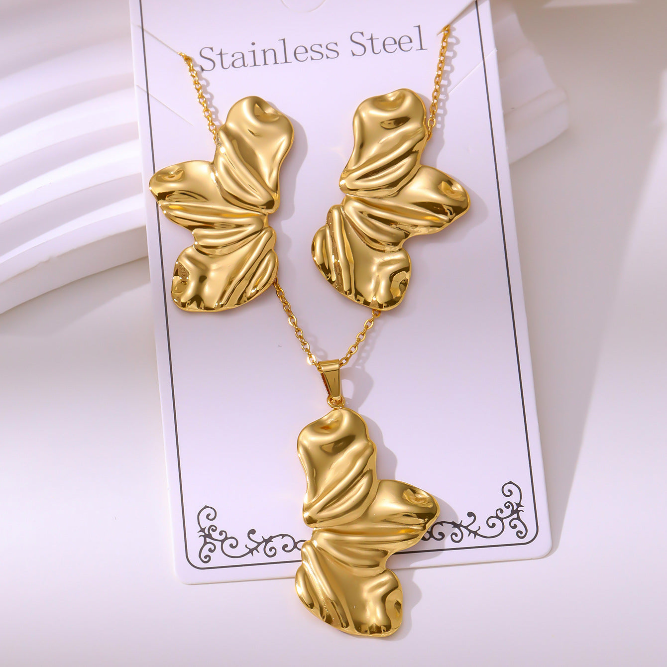 Retro Palace Starfish Earrings & Necklace Set — 18K Gold Plated
