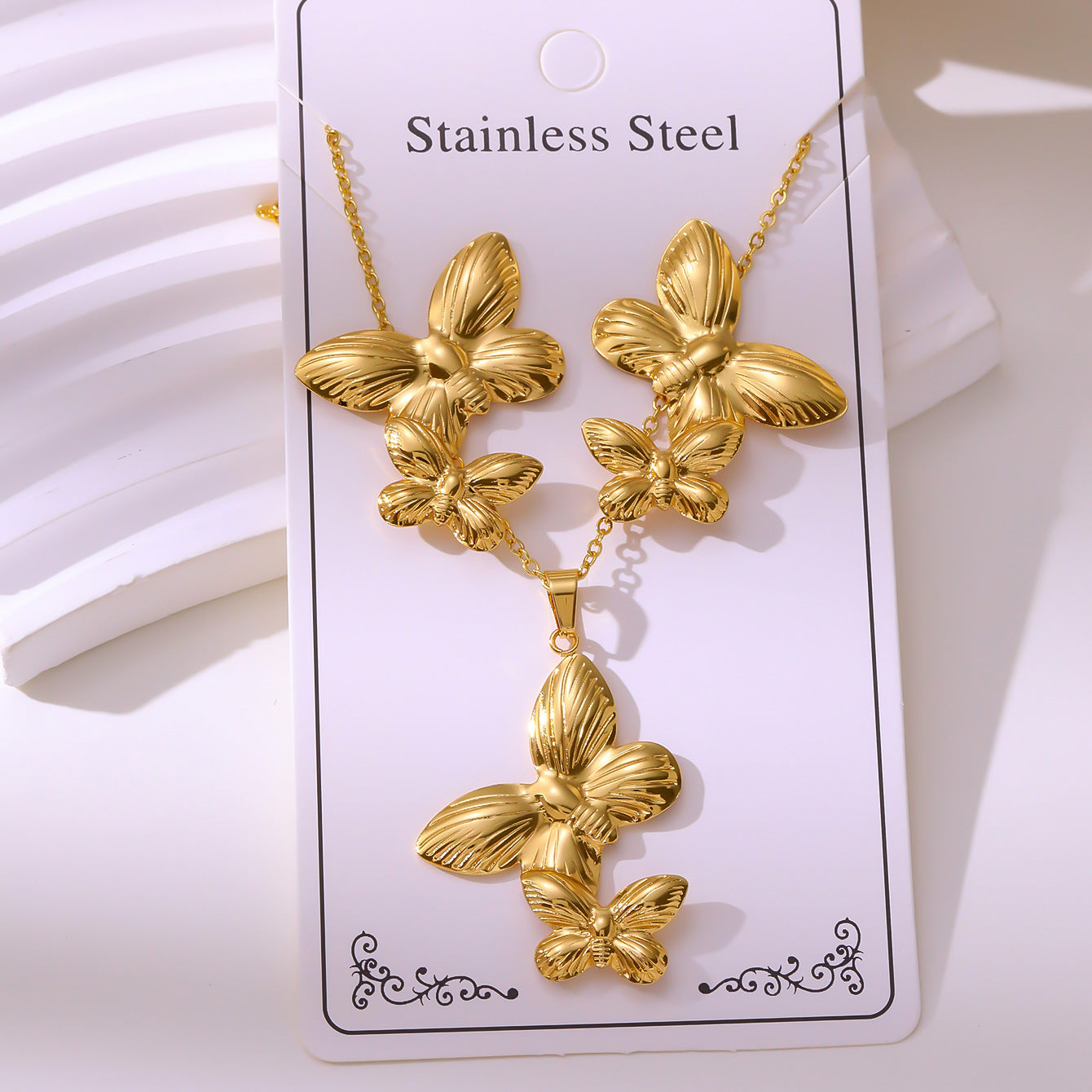 Retro Palace Starfish Earrings & Necklace Set — 18K Gold Plated