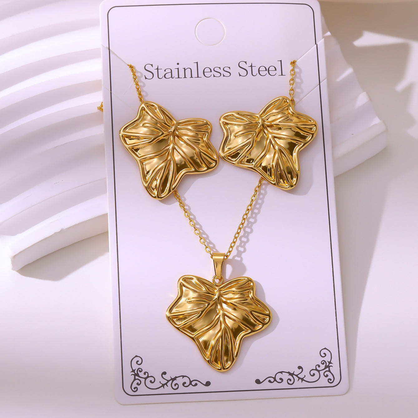 Retro Palace Starfish Earrings & Necklace Set — 18K Gold Plated
