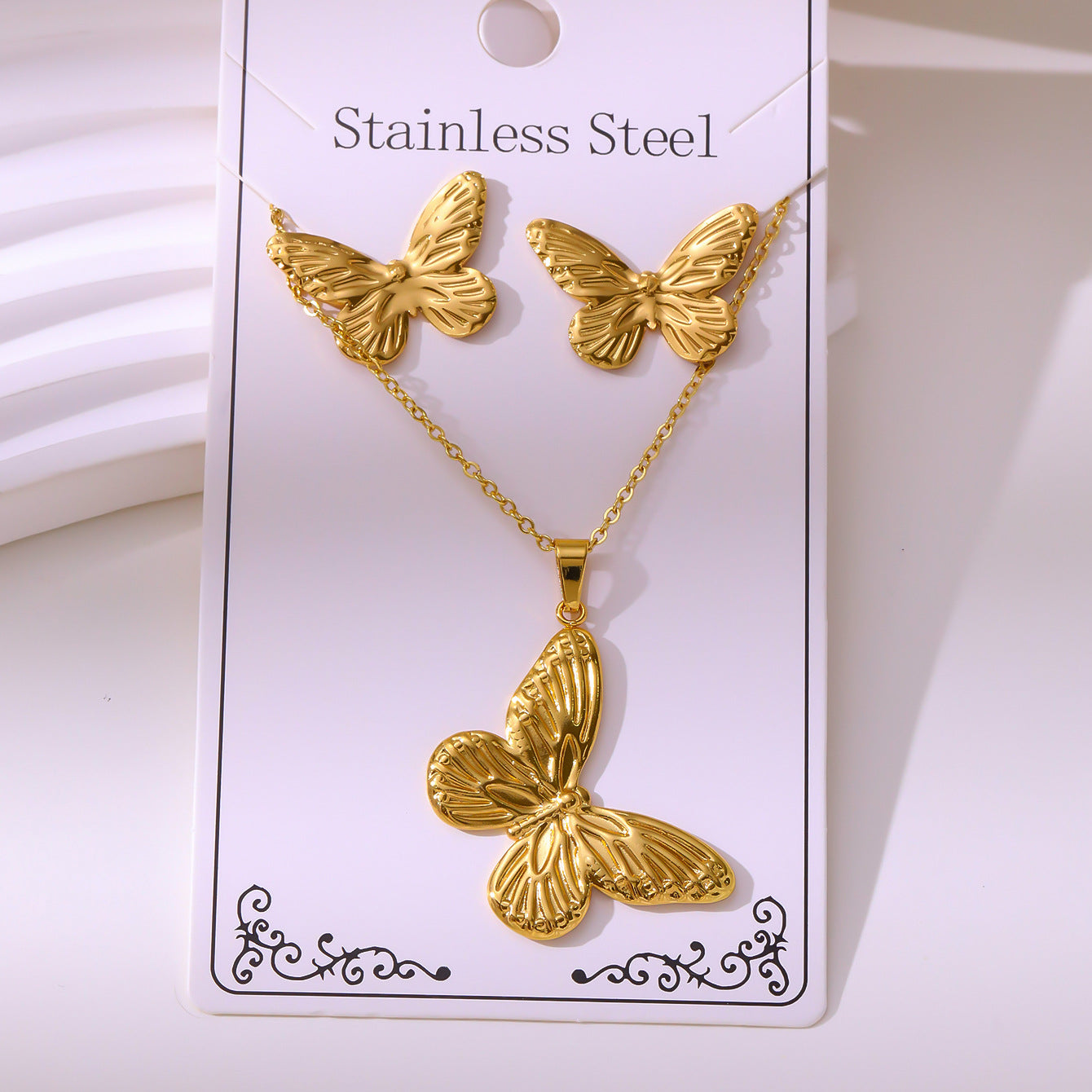 Retro Palace Starfish Earrings & Necklace Set — 18K Gold Plated