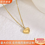 Love Heart Collarbone Necklace — Titanium Steel, Light Luxury, 18K Gold