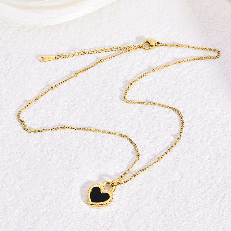 Double-Sided Shell & Heart Titanium Steel Necklace — 18K Gold Plated