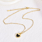 Double-Sided Shell & Heart Titanium Steel Necklace — 18K Gold Plated