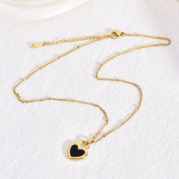 Double-Sided Shell & Heart Titanium Steel Necklace — 18K Gold Plated
