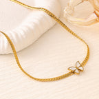 Pearl Shell Zirconia Pendant Necklace — 18K Gold Plated Stainless Steel
