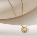 18K Gold Plated Cat Eye Heart Pendant Necklace — Stainless Steel