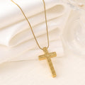 Cross Heart Drop Pendant Necklace — Titanium Steel, Snake-Bone Chain, Collarbone