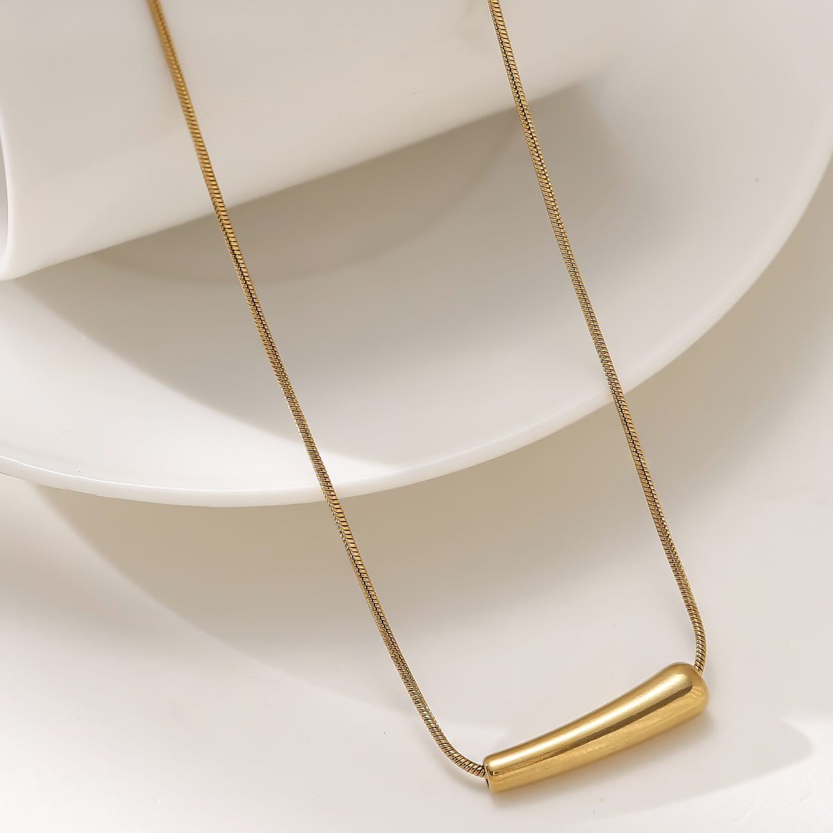 Minimalist Small Eggplant Pendant Necklace — 304 Stainless Steel 18K Gold Plated