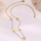 Four-Leaf Clover Long Hollow Necklace — Stainless Steel, 18K Gold, Trending