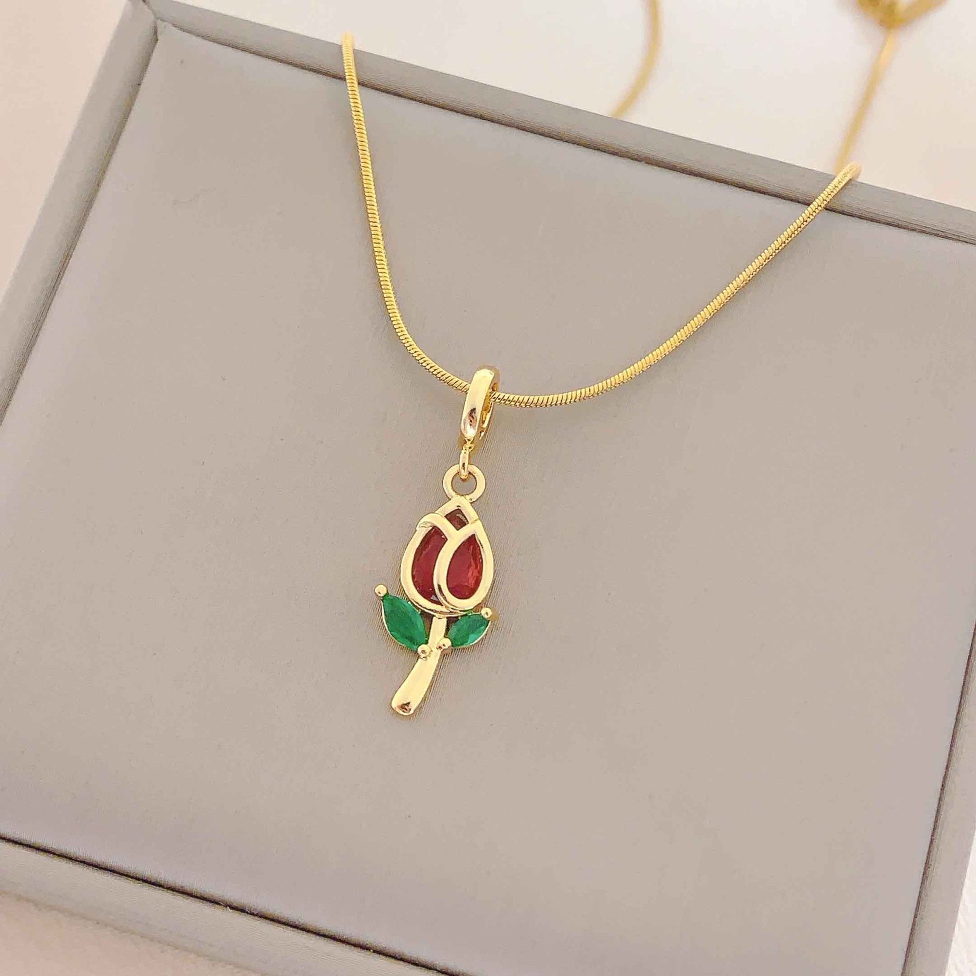 Copper Zircon Crystal Pendant Necklace — 18K Gold Plated, 21 Styles, Fade-Resistant