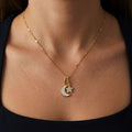 Moon & Star Pendant Necklace — Titanium Steel, 18K Gold, Light Luxury Collarbone Chain