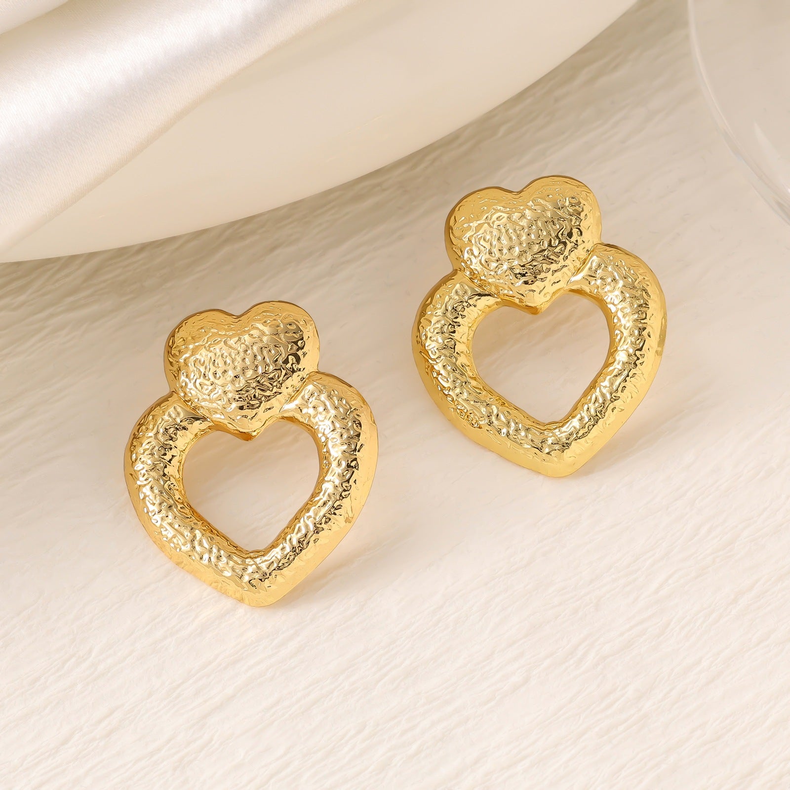 Fashion Oil-Pressed Stud Earrings — 18K Gold Plated Stainless Steel Minimalist Earrings