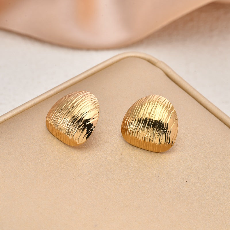 Fashion Oil-Pressed Stud Earrings — 18K Gold Plated Stainless Steel Minimalist Earrings