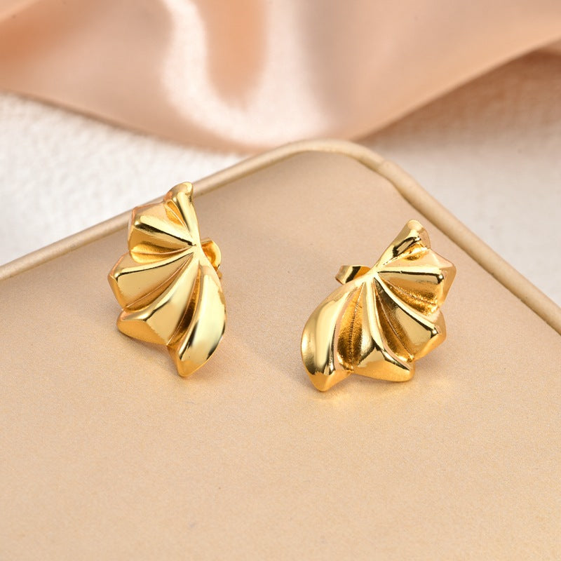 Fashion Oil-Pressed Stud Earrings — 18K Gold Plated Stainless Steel Minimalist Earrings
