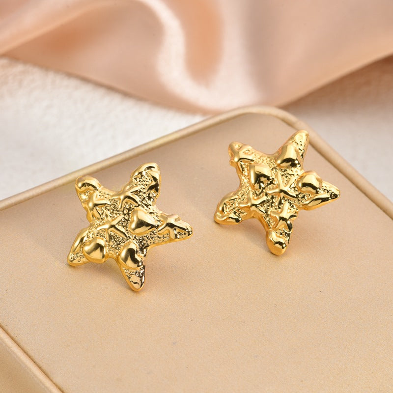 Fashion Oil-Pressed Stud Earrings — 18K Gold Plated Stainless Steel Minimalist Earrings