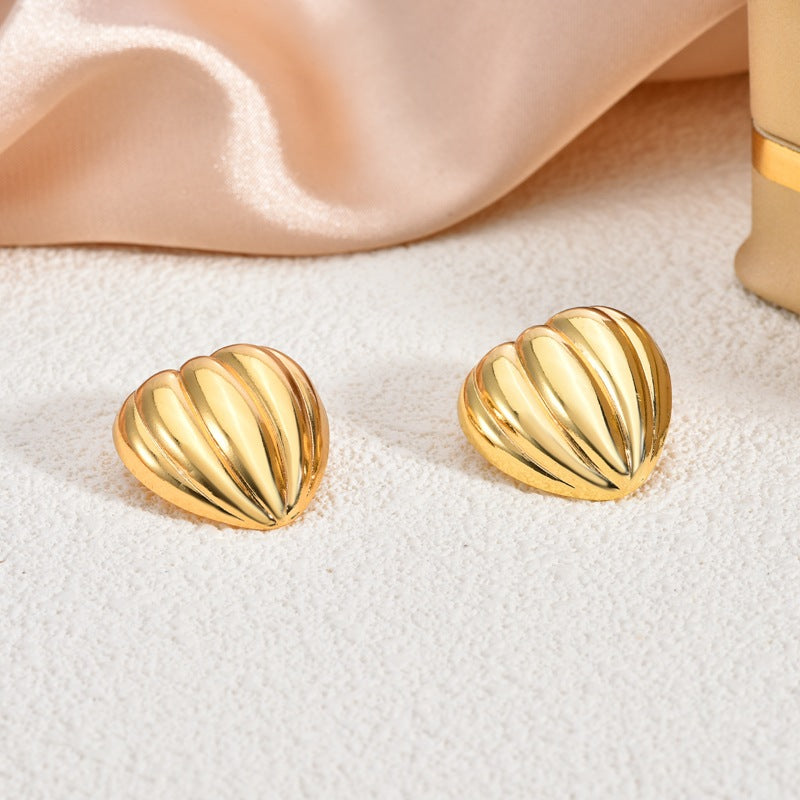Fashion Oil-Pressed Stud Earrings — 18K Gold Plated Stainless Steel Minimalist Earrings