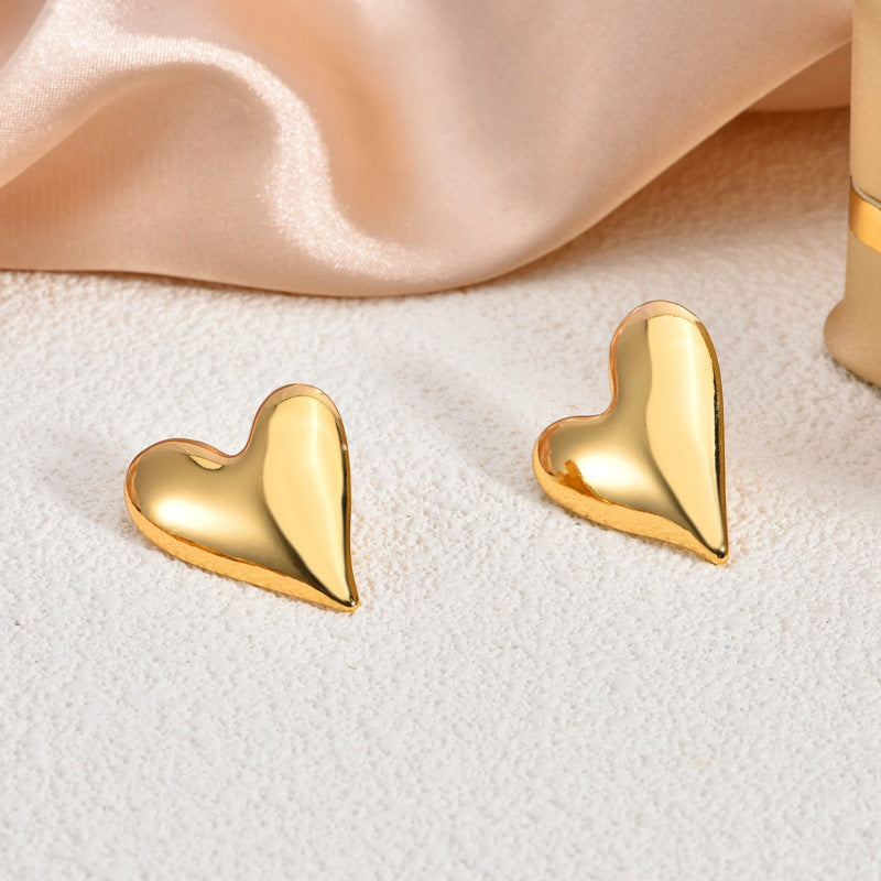Fashion Oil-Pressed Stud Earrings — 18K Gold Plated Stainless Steel Minimalist Earrings