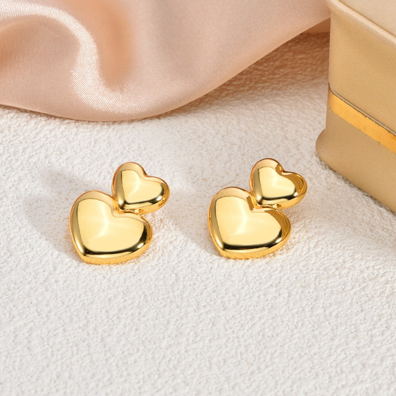 Fashion Oil-Pressed Stud Earrings — 18K Gold Plated Stainless Steel Minimalist Earrings