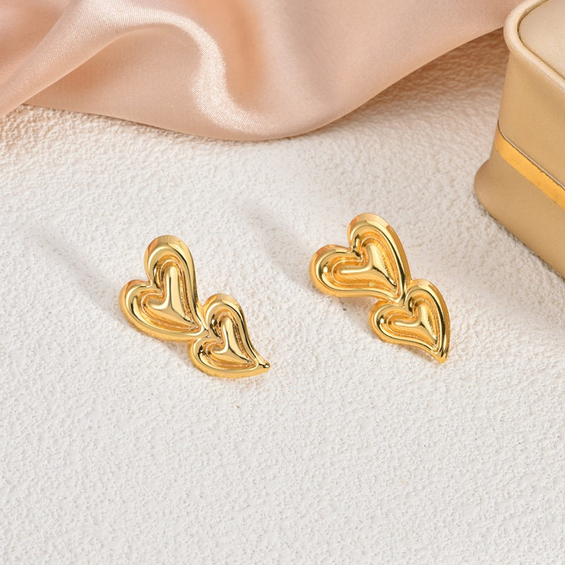 Fashion Oil-Pressed Stud Earrings — 18K Gold Plated Stainless Steel Minimalist Earrings