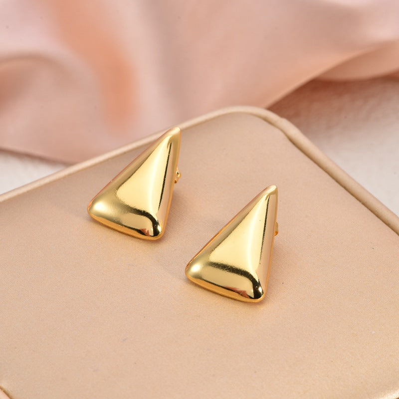 Fashion Oil-Pressed Stud Earrings — 18K Gold Plated Stainless Steel Minimalist Earrings