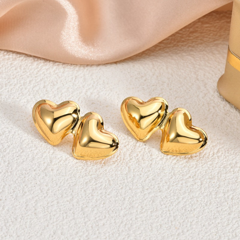 Fashion Oil-Pressed Stud Earrings — 18K Gold Plated Stainless Steel Minimalist Earrings