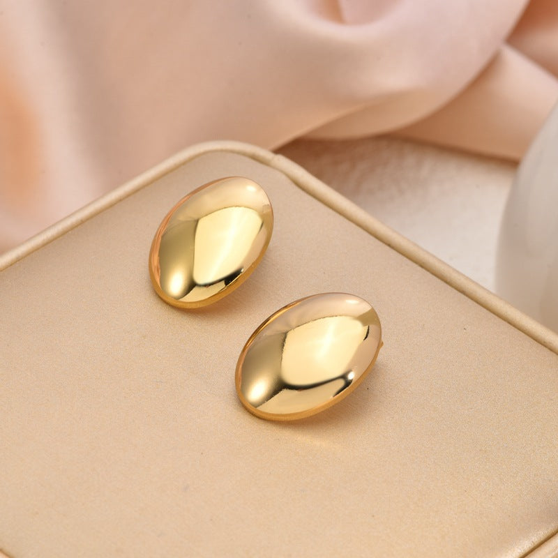 Fashion Oil-Pressed Stud Earrings — 18K Gold Plated Stainless Steel Minimalist Earrings