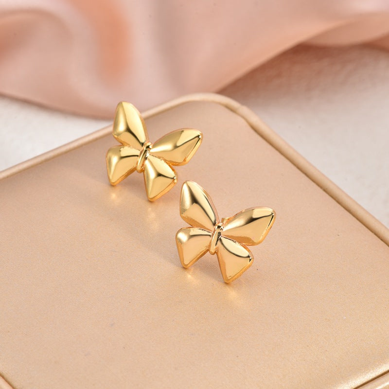 Fashion Oil-Pressed Stud Earrings — 18K Gold Plated Stainless Steel Minimalist Earrings