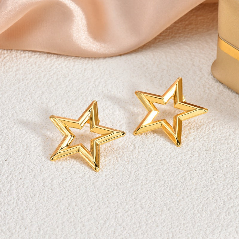 Fashion Oil-Pressed Stud Earrings — 18K Gold Plated Stainless Steel Minimalist Earrings