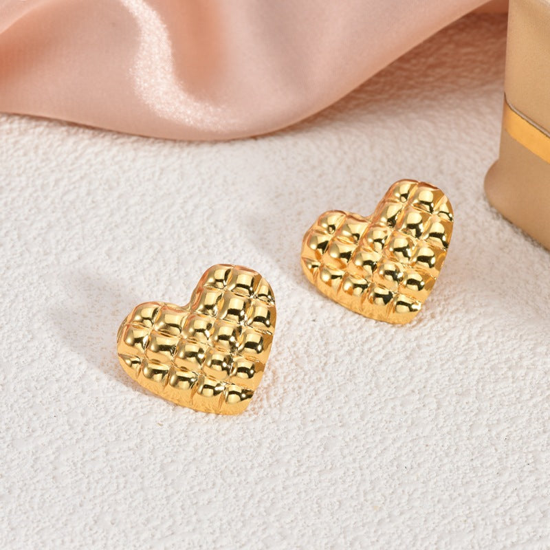 Fashion Oil-Pressed Stud Earrings — 18K Gold Plated Stainless Steel Minimalist Earrings